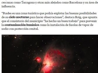 La Vanguardia: “Prades, un destino astronómico con potencial”