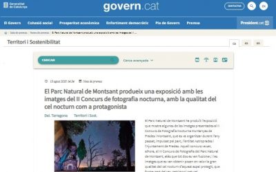 El Parc Natural de Montsant produeix una exposició amb les imatges del II Concurs de fotografia nocturna, amb la qualitat del cel nocturn com a protagonista