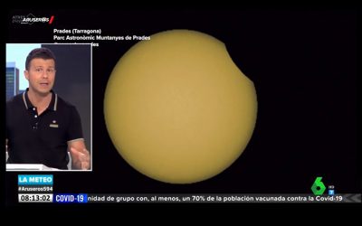 L’eclipsi parcial de sol des de Prades al programa Aruseros de la Sexta