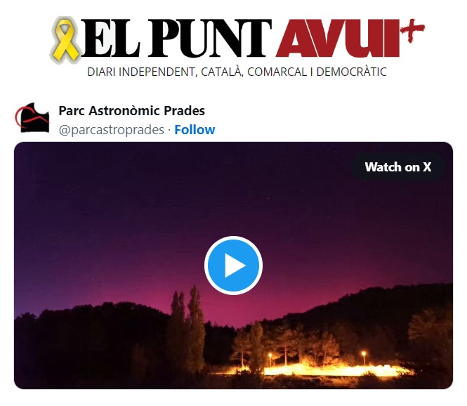 EL PUNT AVUI: Una aurora boreal es deixa veure al cel de Catalunya